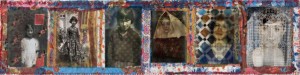 Batool Showghi, 2011, Artist's book, transfered photographs & Stitching on cloth, 85 x 15.5 cm